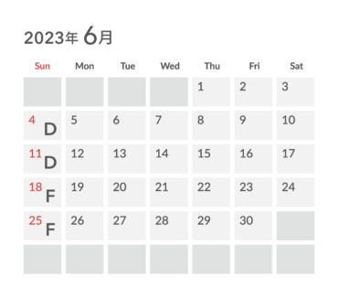 2023年6月カレンダー